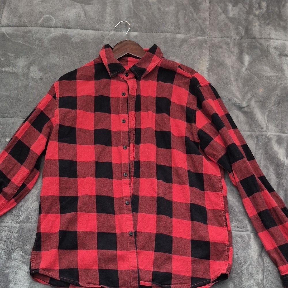 Topman Red and Black Checkered Men's Flannel